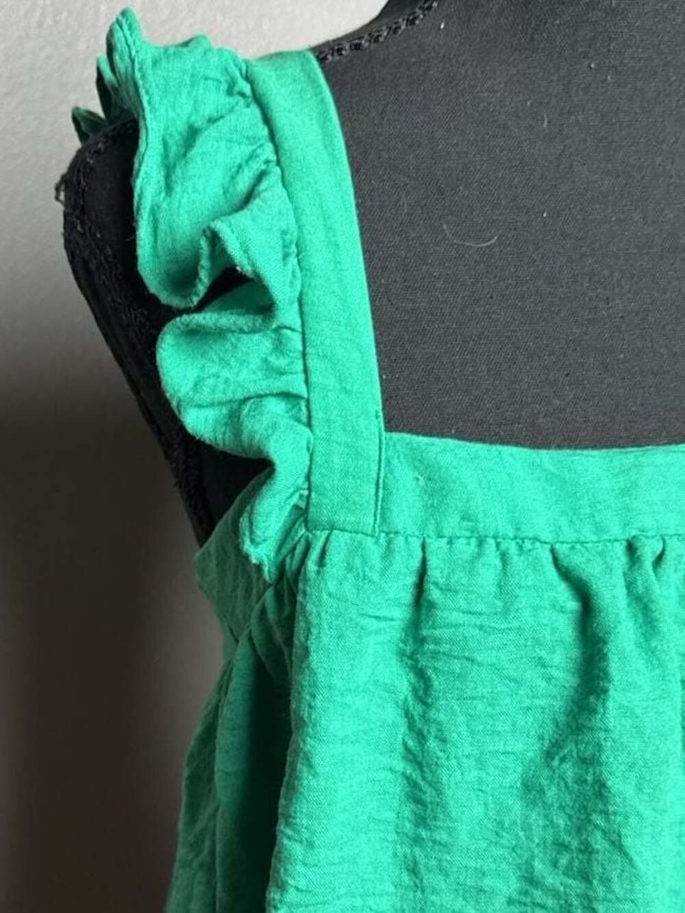 Sienna Sky Green Ruffle Strap Square Neck Tie Back Babydoll Top Medium - Picture 3 of 8
